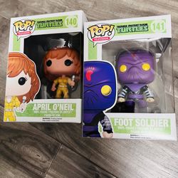 2014 Funko Pop! Teenage Mutant Ninja Turtles #140 April & #141 Foot Soldier Vaulted