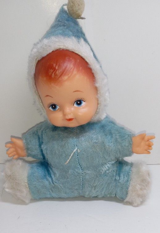 Vintage A.D. Sutton & Sons 1969 Plush Rubber faced Babydoll In Blue