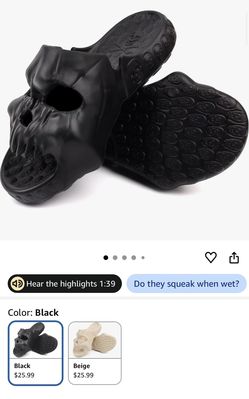 New black skull slippers size 11/11.5