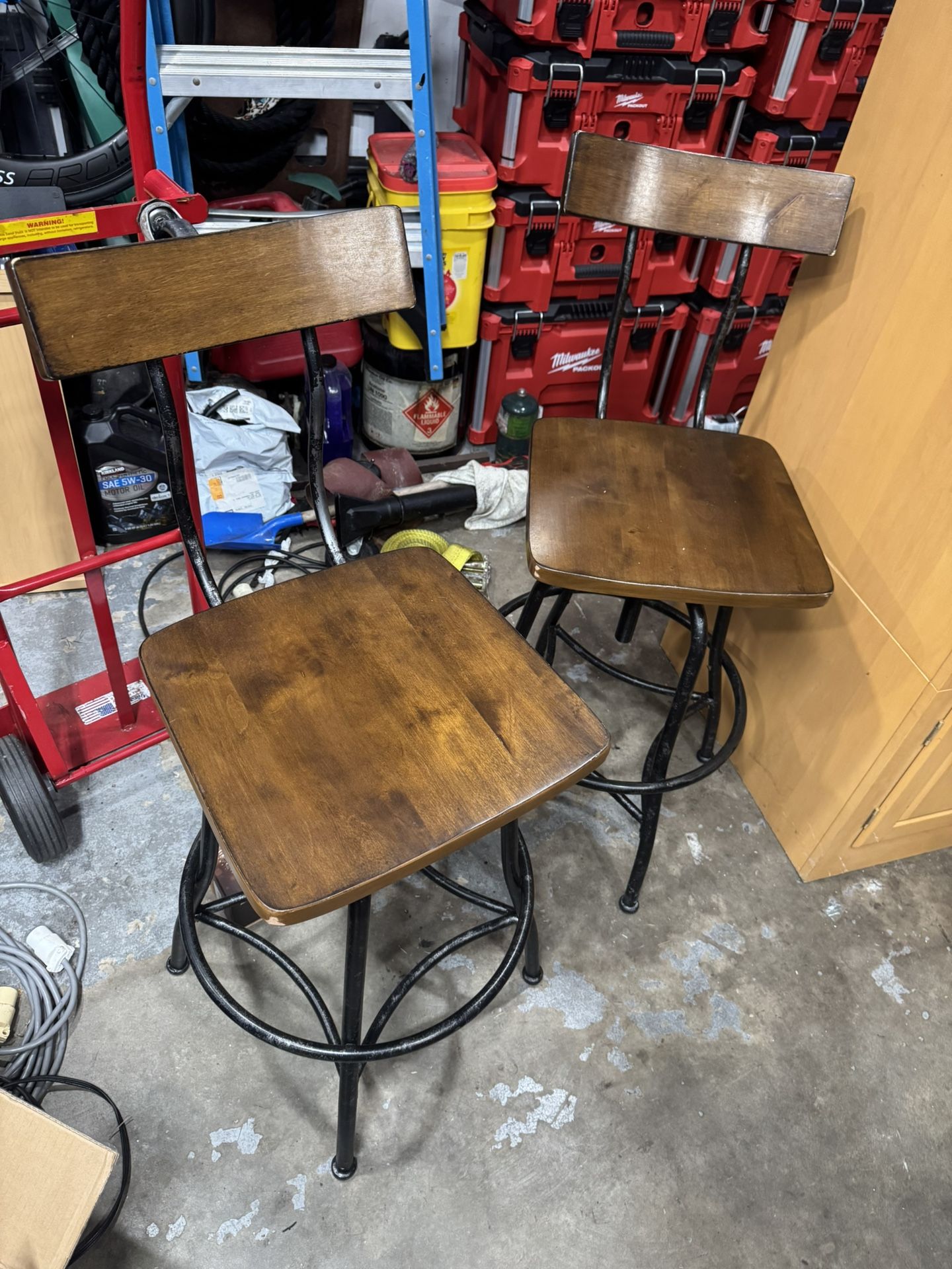 Pair Of Wooden Adjustable Stools