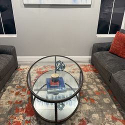 Glass And Bronze Coffee Table