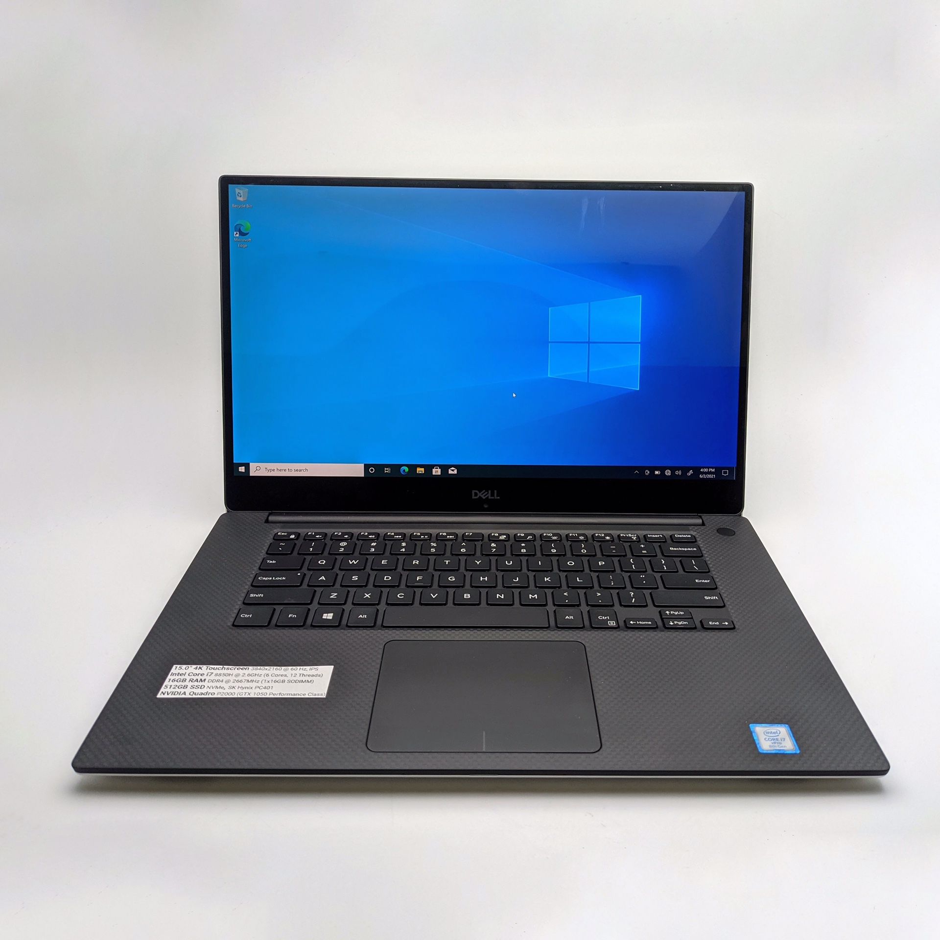 Dell Precision 5530 Workstation Laptop NVIDIA Quadro P2000 Intel Core i7-8850H 16GB DDR4 RAM 512GB NVMe SSD 4K IPS