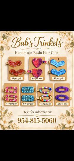 Handmade Resin Hair Clips – Pairs