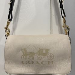 Coach Leather Shoulder / Crossbody Bag – White, Authentic