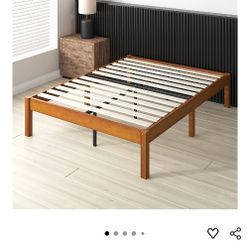 Full Size Beautiful Wood Bedframe With Pink Headboard 