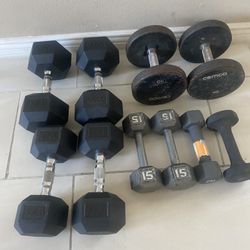 50,40,35,15,10 pairs of dumbbells weights 300lbs total prices are in description