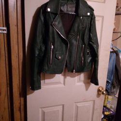New Never Used Blanknyc Green Leather Bicker Womens Small Jacket