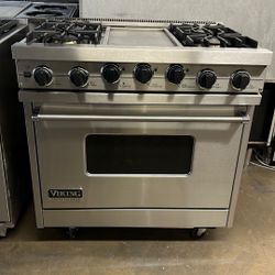 VIKING 36”WIDE DUAL FUEL RANGE STOVE STAINLESS STEEL 