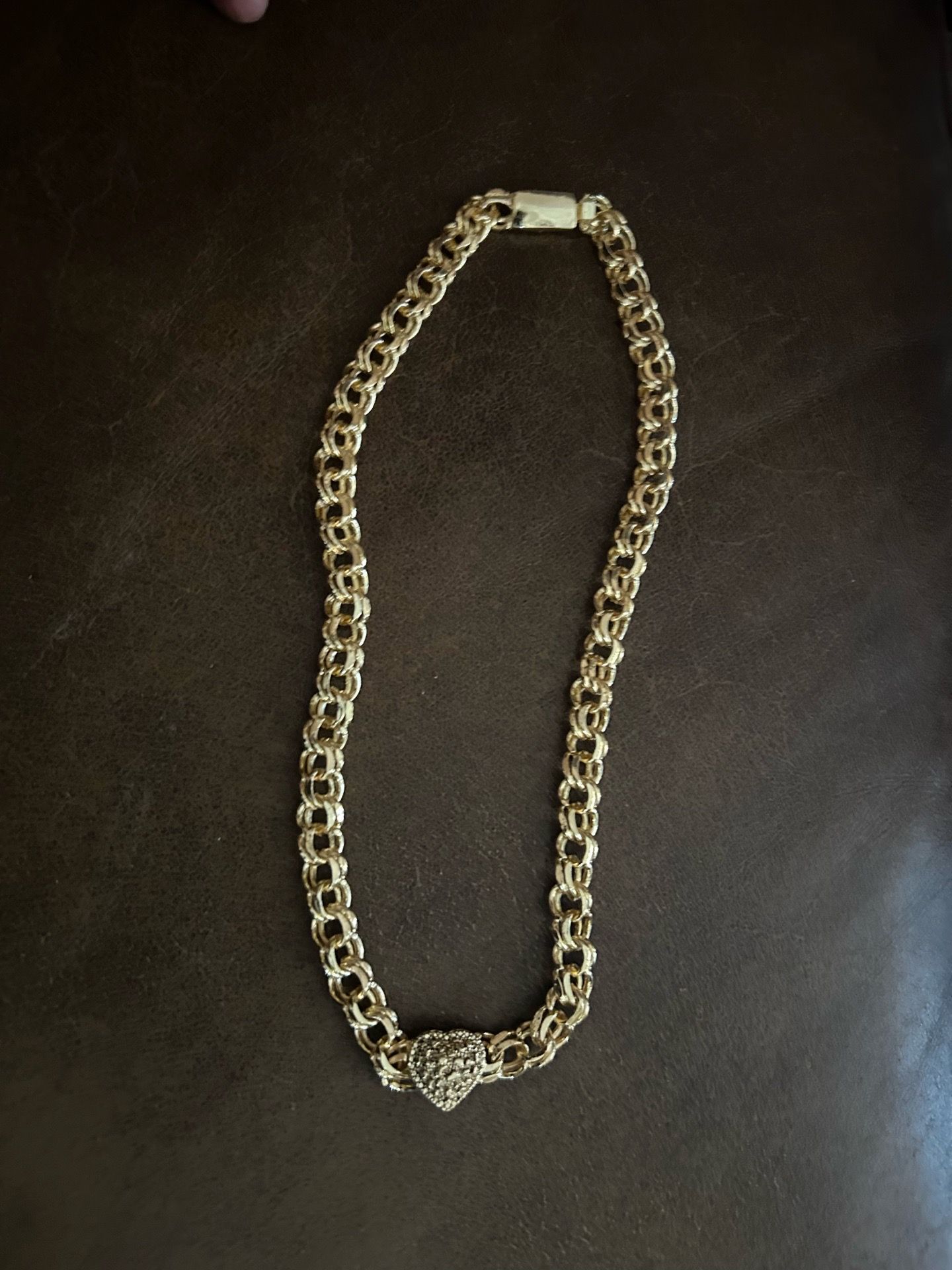 Oro lamido heart 14kt chino link 18in