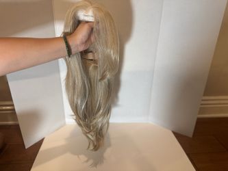 KOME Blonde Synthetic Lace Front Wig,13X6 Long Straight Layered Glueless Wigs for Women Daily Use 22IN