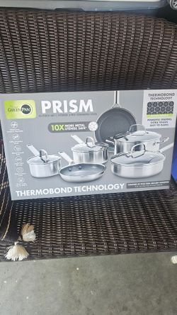 GreenPan Prism 10pc Hybrid Stainless Steel and Ceramic Nonstick Cookware Set
