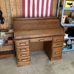 Vintage Crest Roll Top Desk