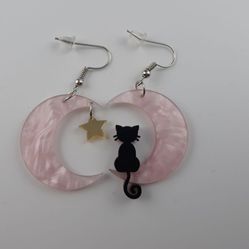Star Moon Cat Earrings 