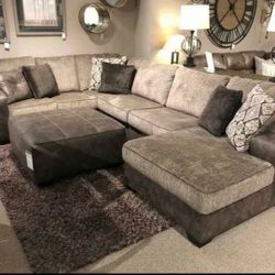New Abalone Chocolate RAF And LAF Oversized Sectional & Couch Sofa 