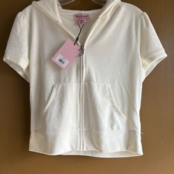 New Juicy Couture Off-White Zip-Up Hoodie