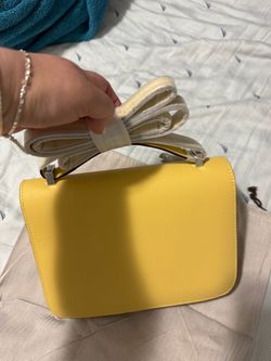 Yellow Leather Crossbody Bag with Strap