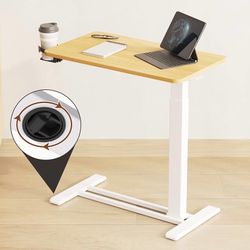 FLEXISPOT 32" Mobile Standing Desk Pneumatic Lift Computer Workstations Computer workstation desk with hidden wheels,Laptop Rolling Cart for home offi