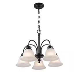 Bel Air Lighting 5-Light Down-Light Chandelier with Frosted Glass Bell Shaped Shades