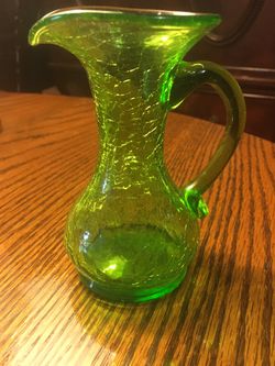 Vintage Green crackle glass cruet