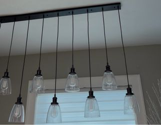 9-Light Linear Pendant Chandelier Clear Glass