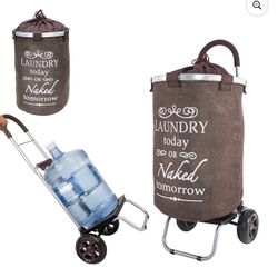 New Folding Stair Climber Trolley Dolly Cart w/ Laundry Bag  & Hamper Basket, Load 110LB, Sealed In Retail Box