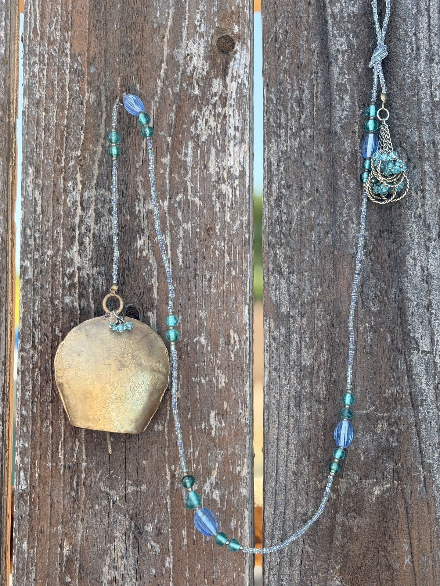 Handmade Beaded Strand & Bell 3ft Hanging Art Boho Door Window Decor Wind Chime