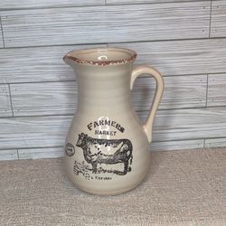 Farmers Market Tan Beige Rustic Cow Pitcher