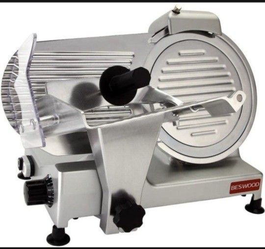 BESWOOD 10" Premium Chromium-plated Steel Blade Electric Deli Meat Cheese Food Slicer Commercial and for Home use 240W BESWOOD250