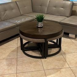 Sectional Leather Gray Couch 