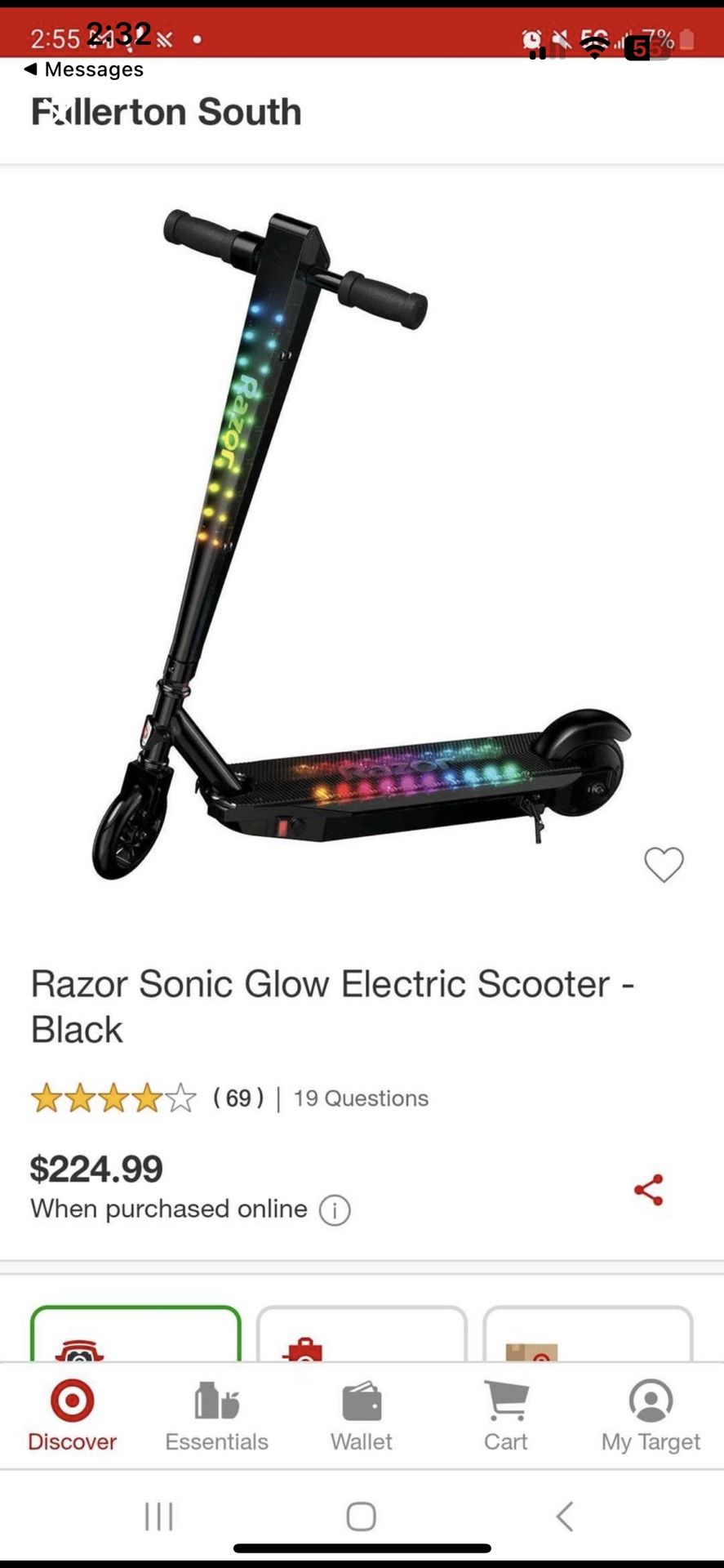 Razor Sonic Glow Black Electric Scooter with LED Lights and Bluetooth Wireless Speaker