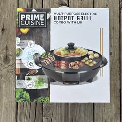 Prime Cuisine Electric Hot Pot Grill Combo With lid