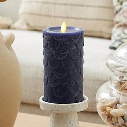 Luminara Midnight Blue Flameless Candle Embossed Fish Scale
