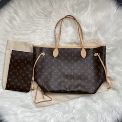 Louis Vuitton Neverfull MM monogram Tote Beige