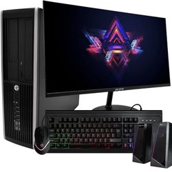 HP Elite Desktop PC Computer | Intel Quad-Core i5 | 8GB Ram | 1TB HDD | 24 Inch LCD Monitor (1080p HDMI), RGB Keyboard + Mouse | RGB Desk Speakers | 