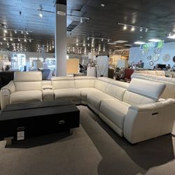 6PC Leather Power Reclining Sectional 