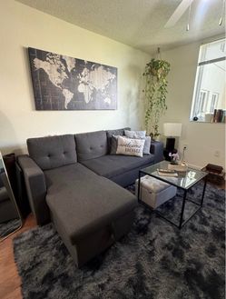 Gray Fabric Sectional Sofa with Chaise
