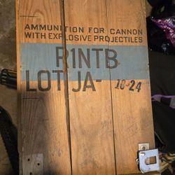 Pair of Vintage Military 75mm Ammo Crates – Original Wood w/ Stenciling & Hardware