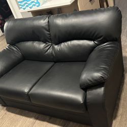 Black Faux Leather Casting Couch