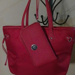 Beautiful Red Joy Mangano Purse And Wallet Set