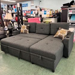 🚚Hot Deal🚚Brand New Pullout Bed Sectional With Storage Chaise $599, Finance Available, Delivery Available 
