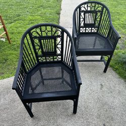 Vintage Cane Bamboo Accent Chairs 