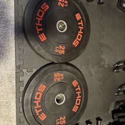 Ethos Olympic Rubber Bumper Plates - 2 X 25 Ibs