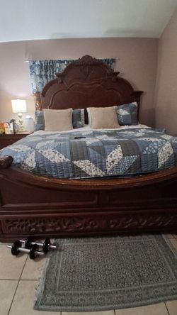 Solid wood king size bed frame