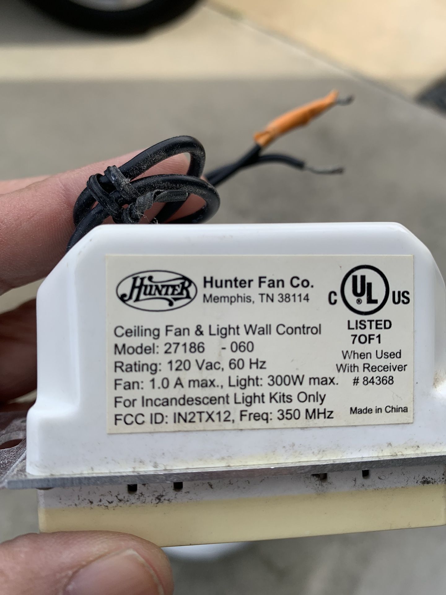 Hunter Ceiling Fan And Light Wall Control Model 27186 Shelly Lighting