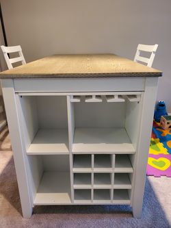 Movable Island w/ wine and glass rack!