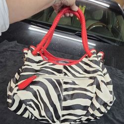 Zebra Print Leather Handbag 