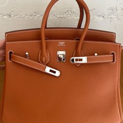 Hermes Birkin 25 Size Small Brown Leather 