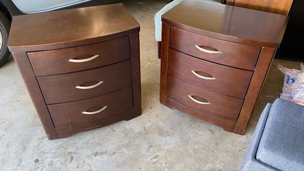 Pair of Espresso Nightstands, 3 Drawers Each