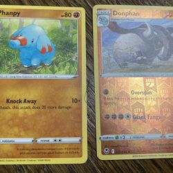 Pokemon Card Collection Evolution Reverse Holo Donphan Phanpy Fighting Type Mons