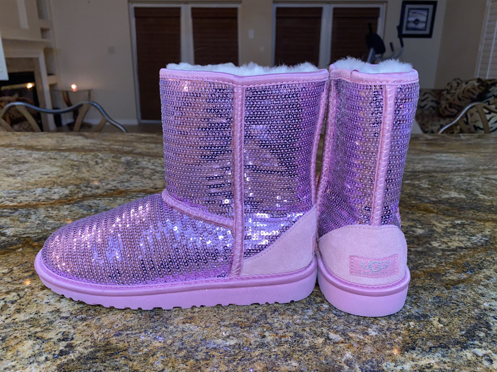 NEW pink sparkle glitter sequin UGGS size 5